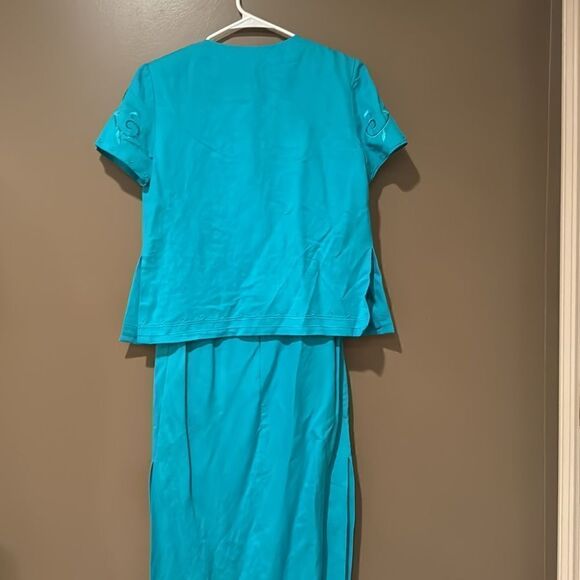 Jessica Howard Linen Blend 2 Pc Embroidered Dress Set Size 8 Petite - Picture 7 of 8